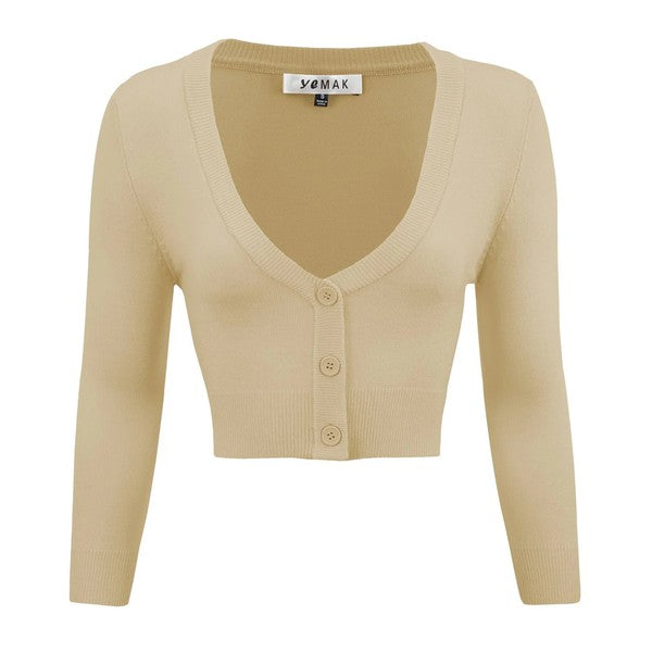 Cropped Plus Size Button Cardigan Sweater