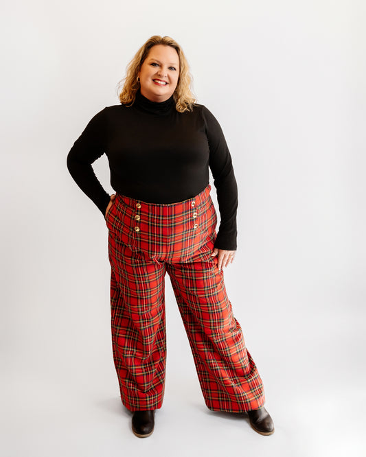 Plaid Wide Leg Sailor Pants