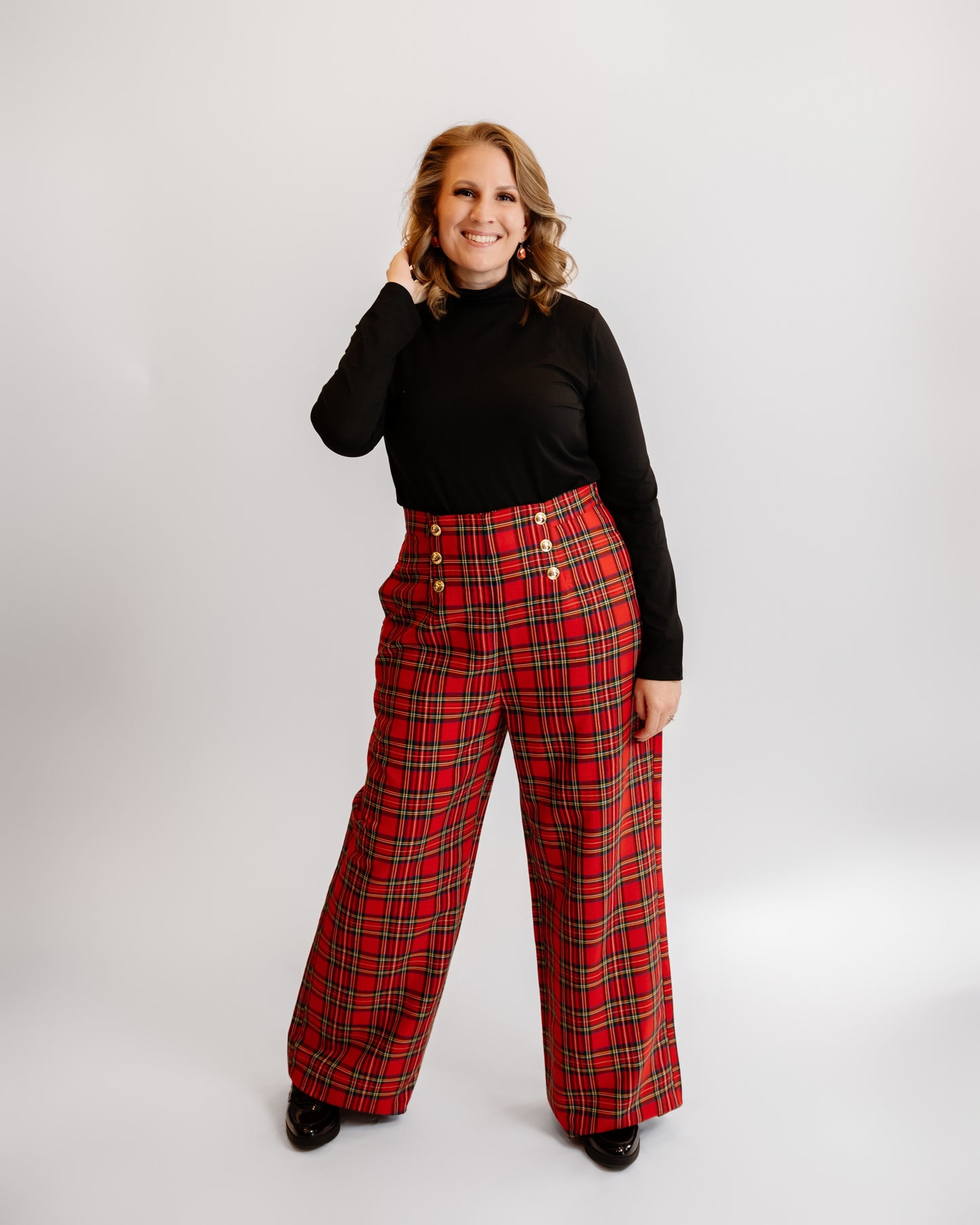 Plaid Wide Leg Sailor Pants