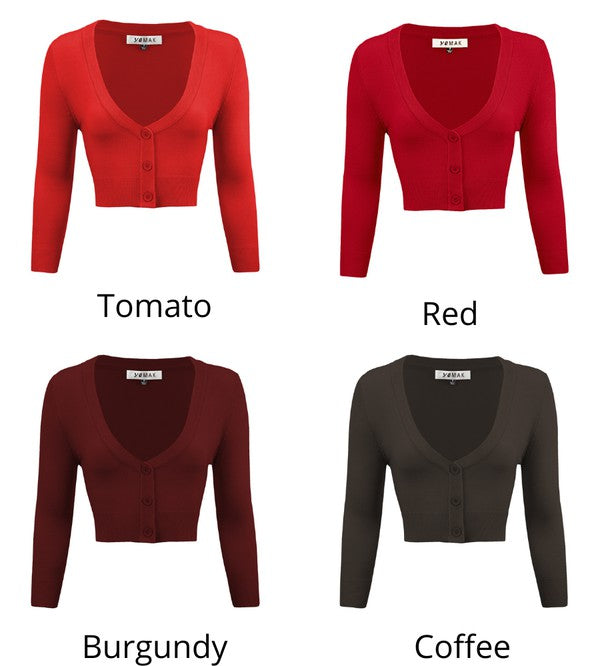 Cropped Plus Size Button Cardigan Sweater