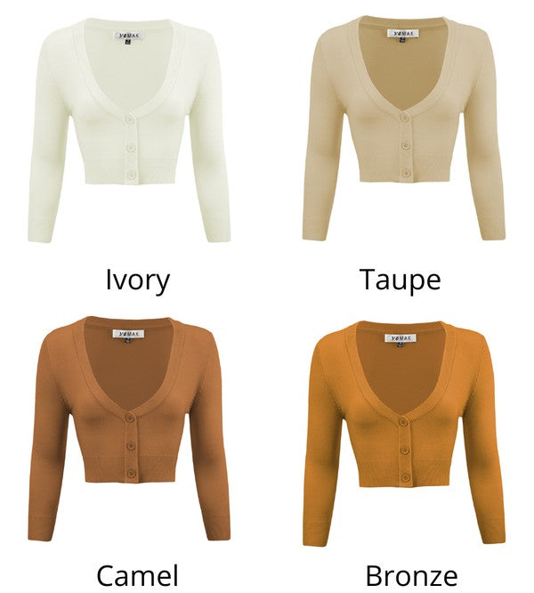 Cropped Plus Size Button Cardigan Sweater