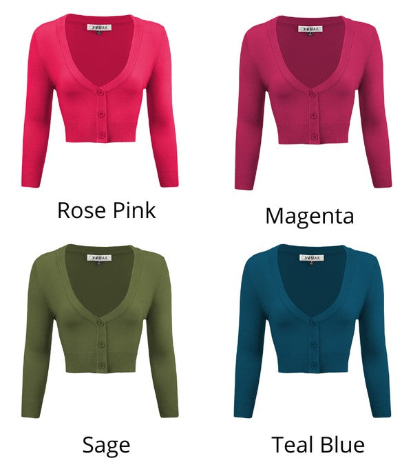 Cropped Plus Size Button Cardigan Sweater