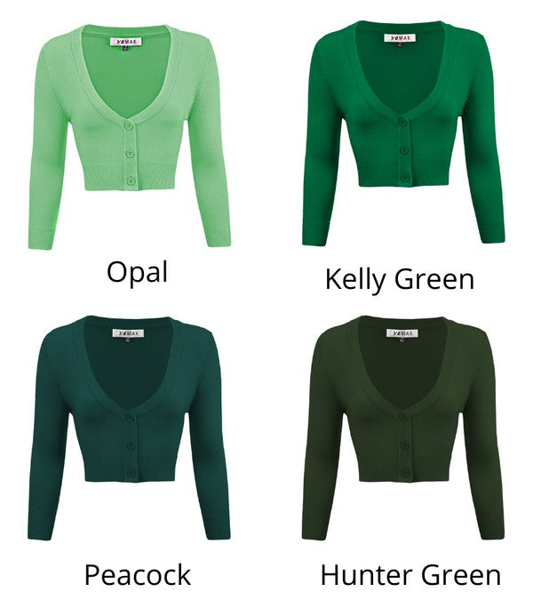 Cropped Plus Size Button Cardigan Sweater