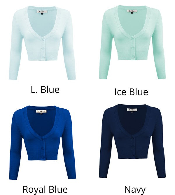 Cropped Plus Size Button Cardigan Sweater