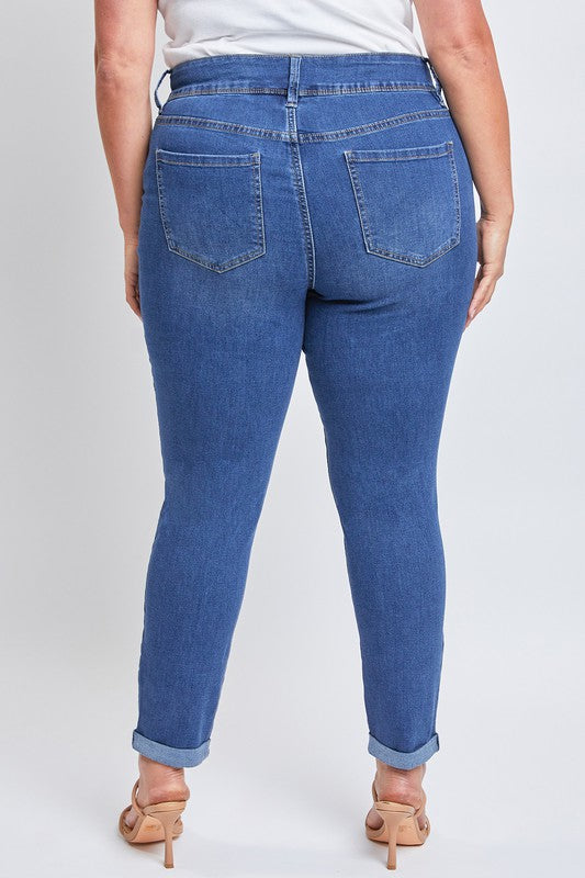 Royalty High Rise Roll Cuff Ankle Jeans - Hide Your Muffin Top