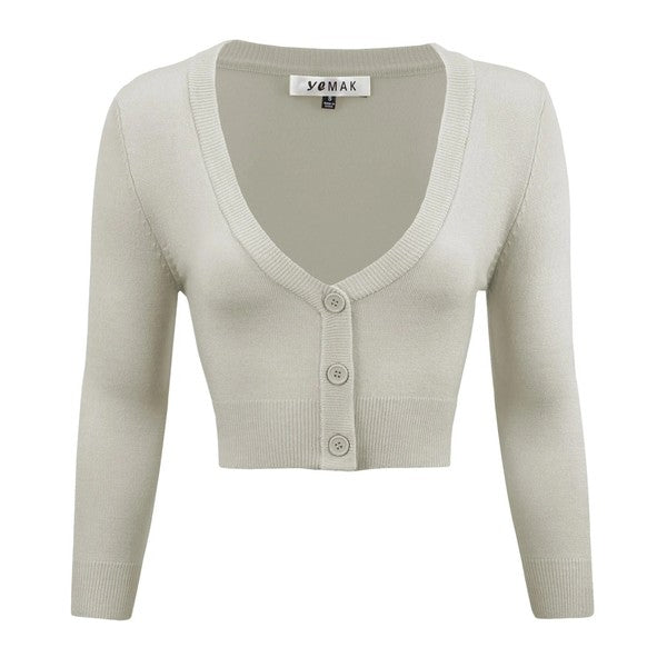 Cropped Plus Size Button Cardigan Sweater