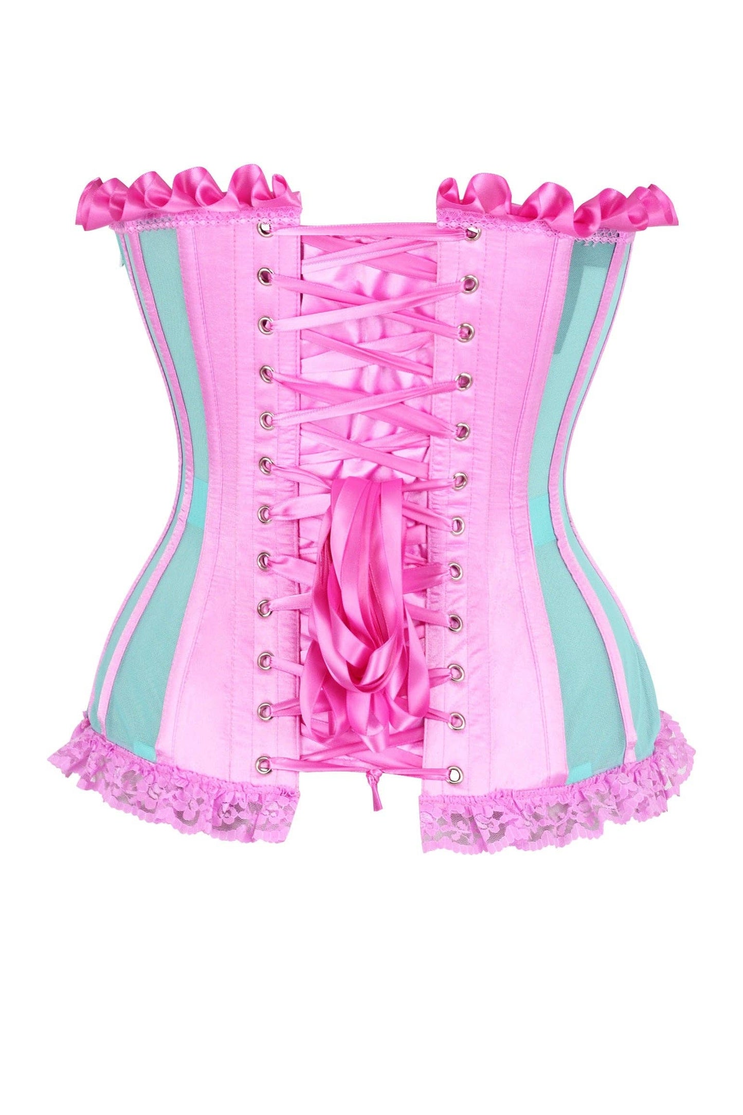Top Drawer Steel Boned Mint/Pink Mesh Underwire Bustier Corset
