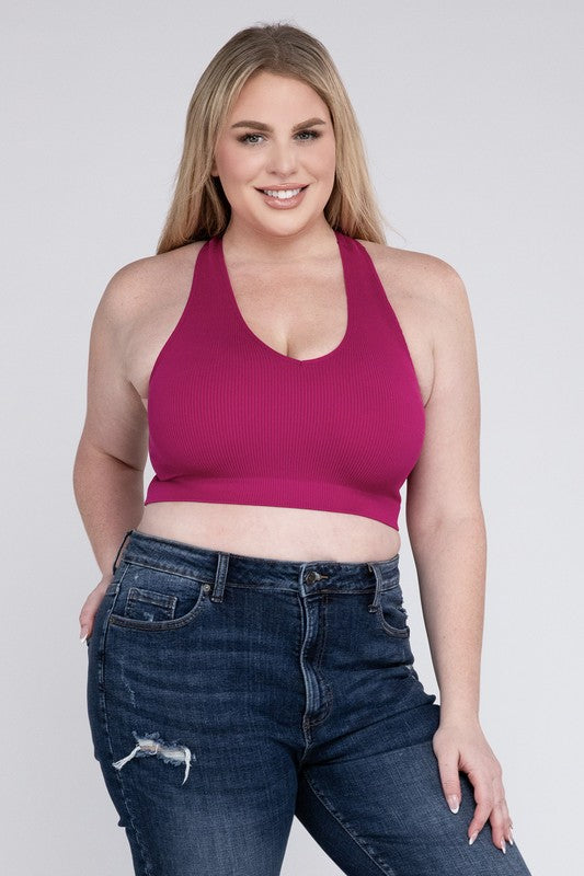 V Neck Cropped Racerback Tank Top