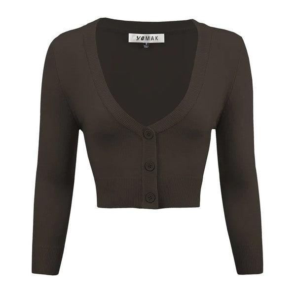 Cropped Plus Size Button Cardigan Sweater