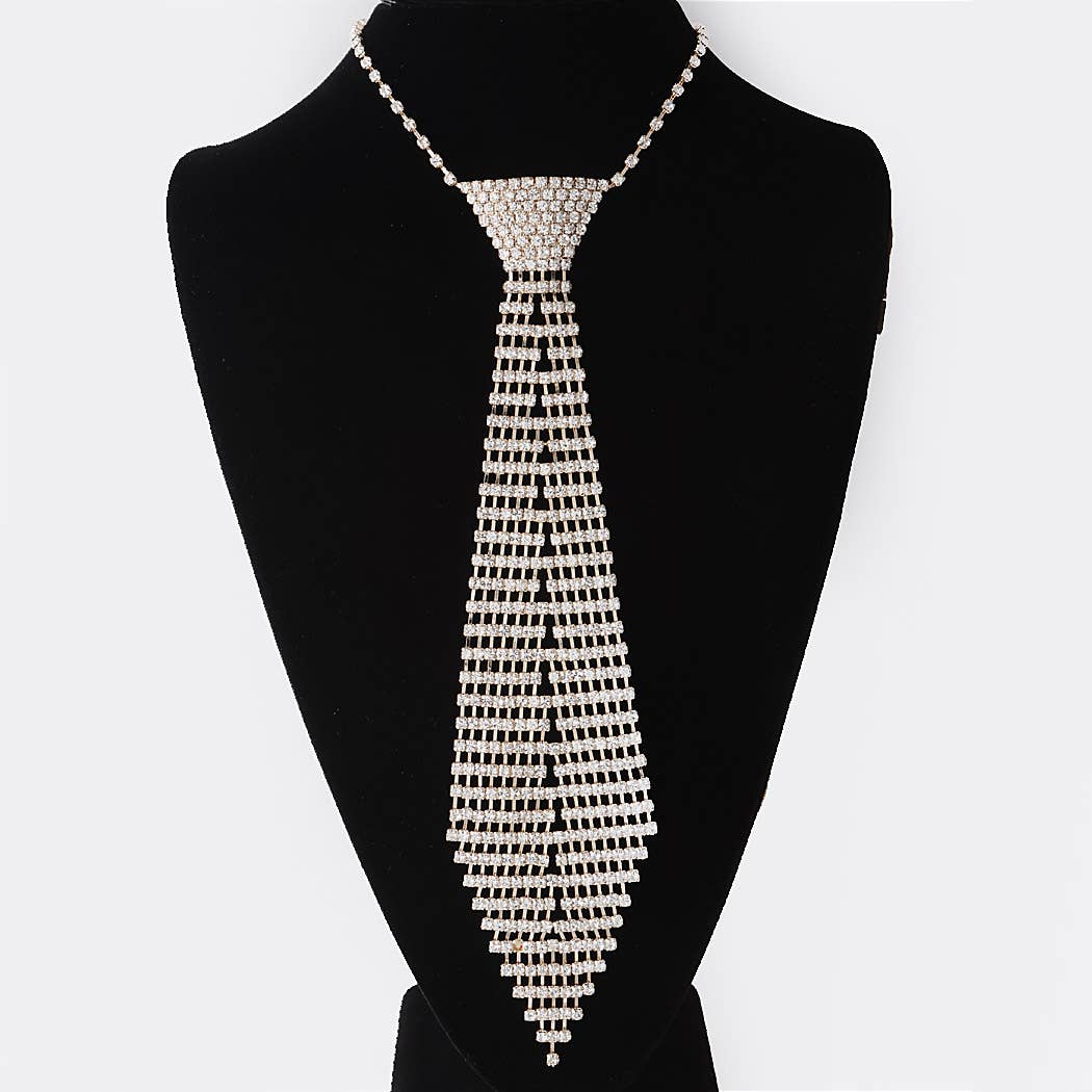 Rhinestone Necktie Necklace