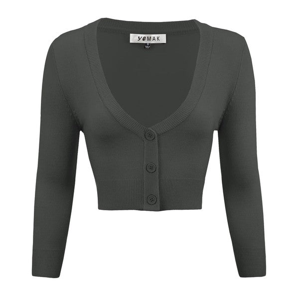 Cropped Plus Size Button Cardigan Sweater