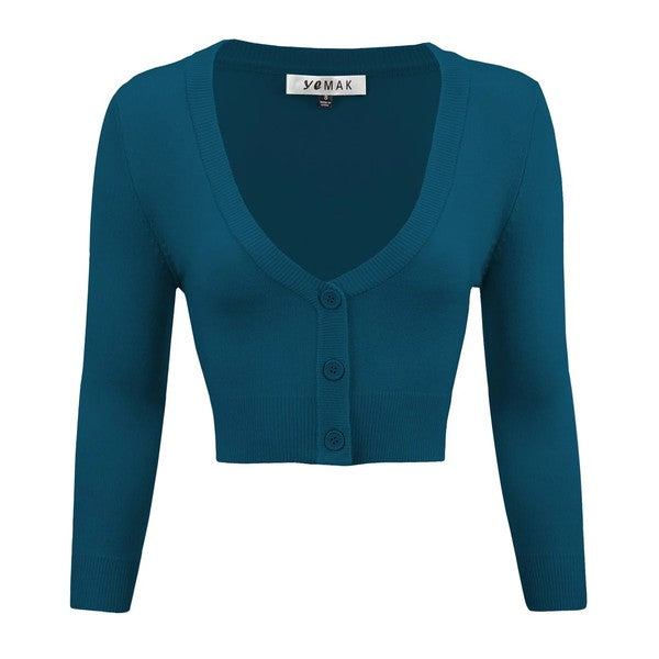 Cropped Plus Size Button Cardigan Sweater
