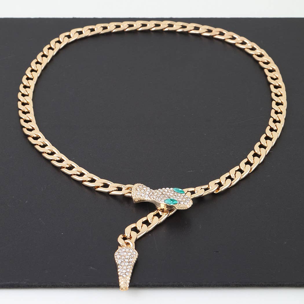 Jeweled Serpent Chain Necklace