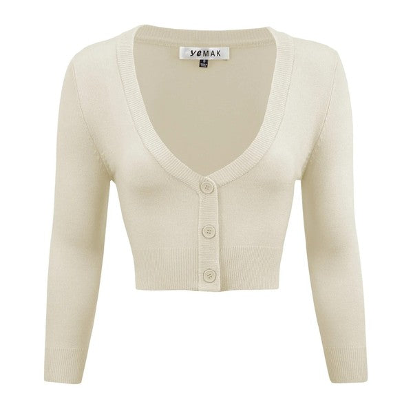 Cropped Plus Size Button Cardigan Sweater