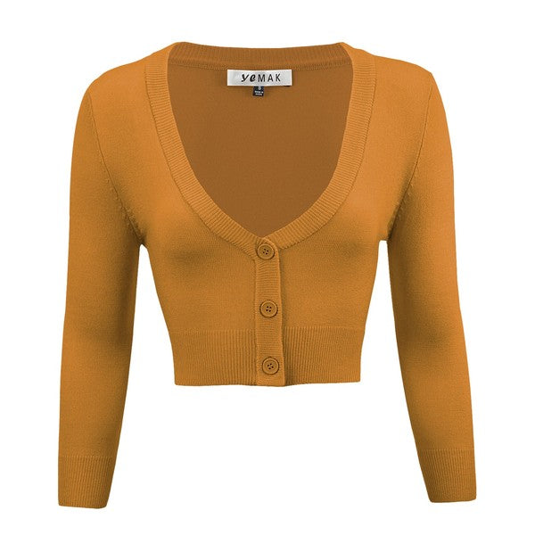 Cropped Plus Size Button Cardigan Sweater
