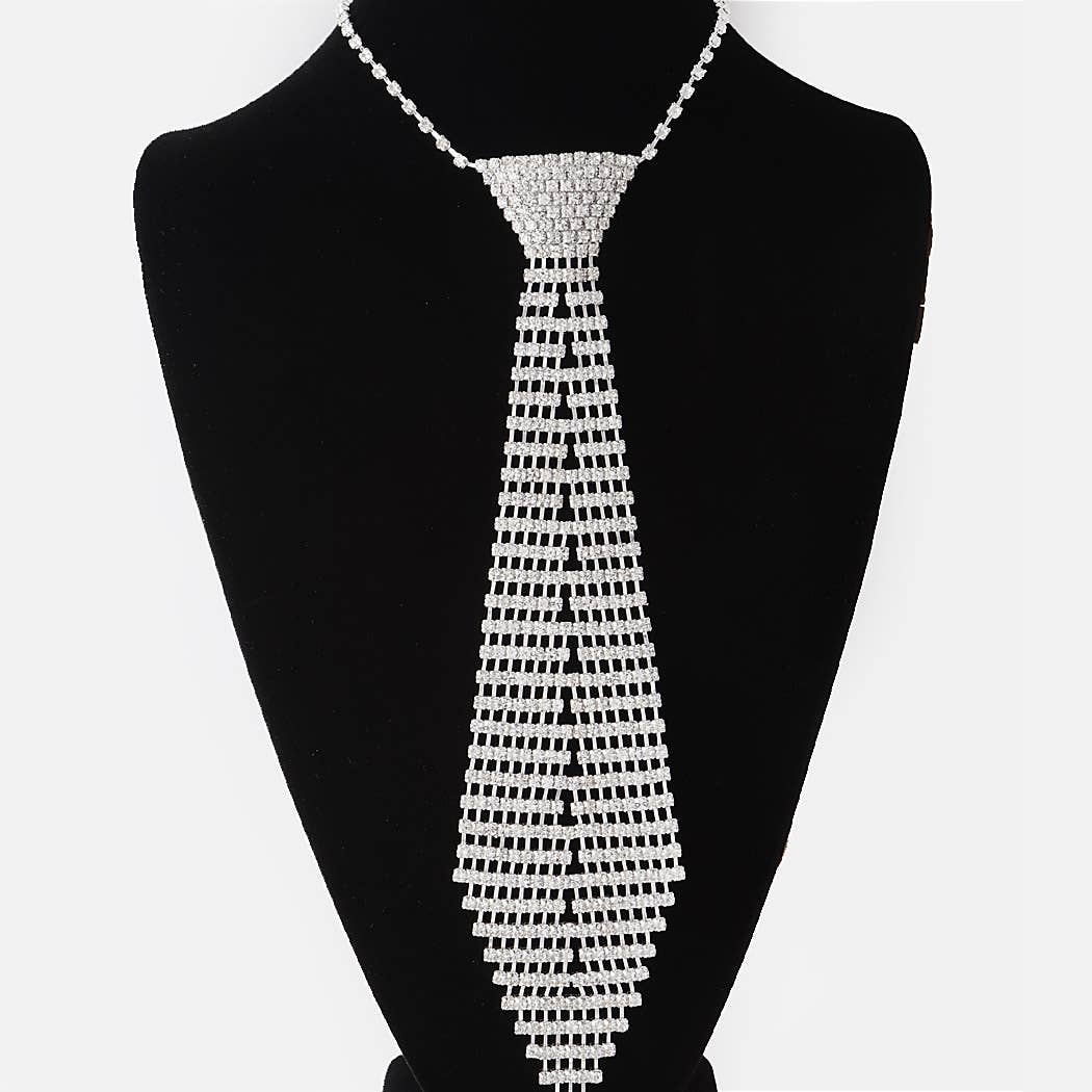 Rhinestone Necktie Necklace