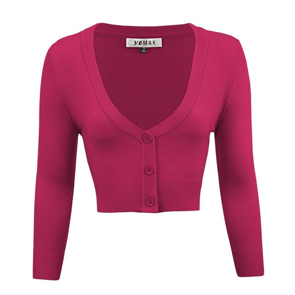 Cropped Plus Size Button Cardigan Sweater