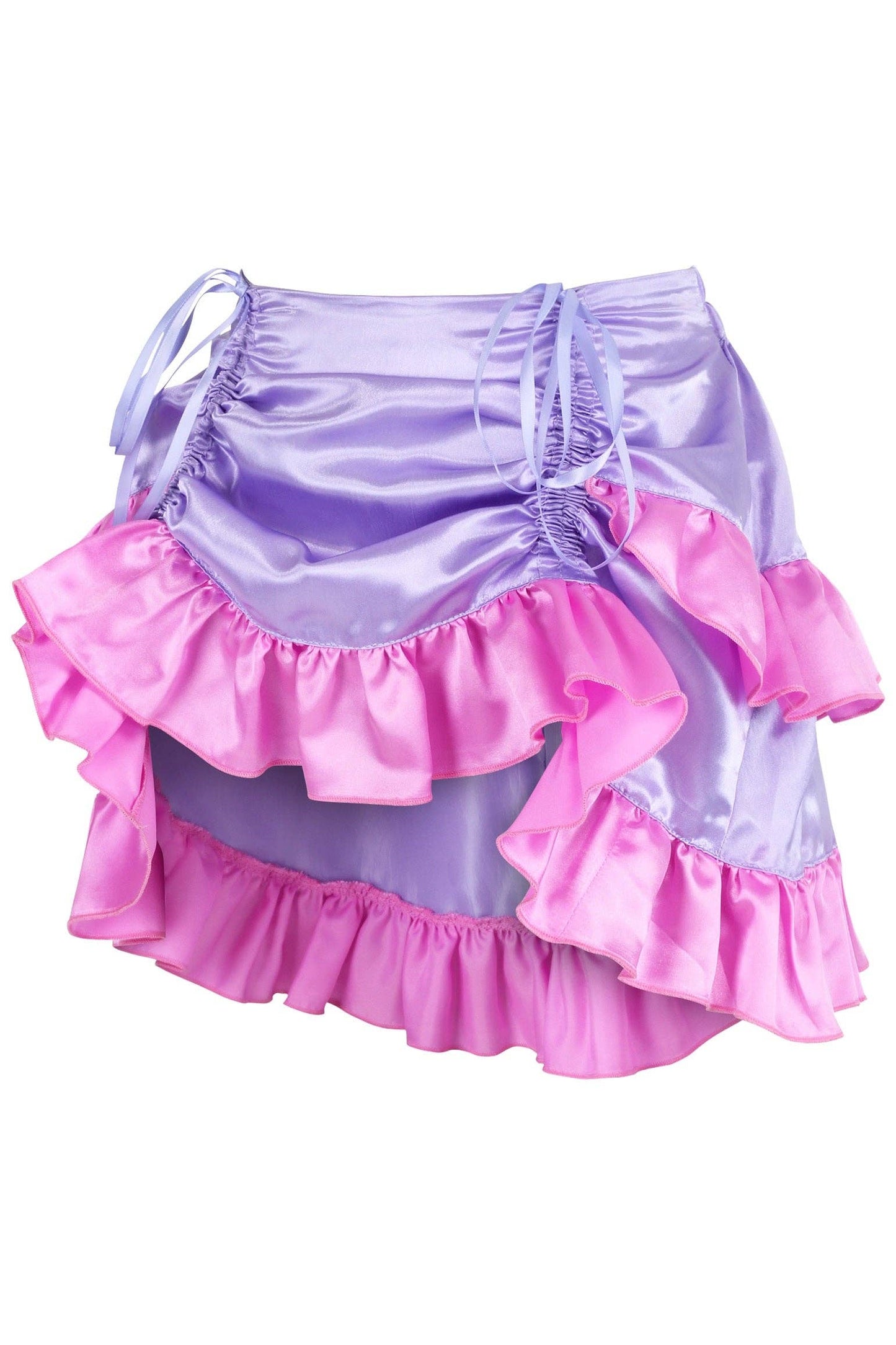 Purple/Pink Satin Ruched Bustle Skirt