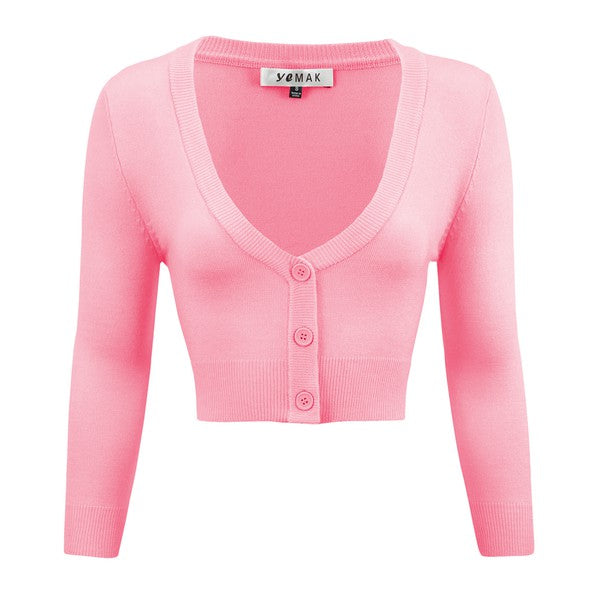 Cropped Plus Size Button Cardigan Sweater