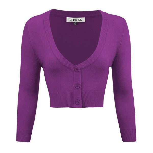 Cropped Plus Size Button Cardigan Sweater
