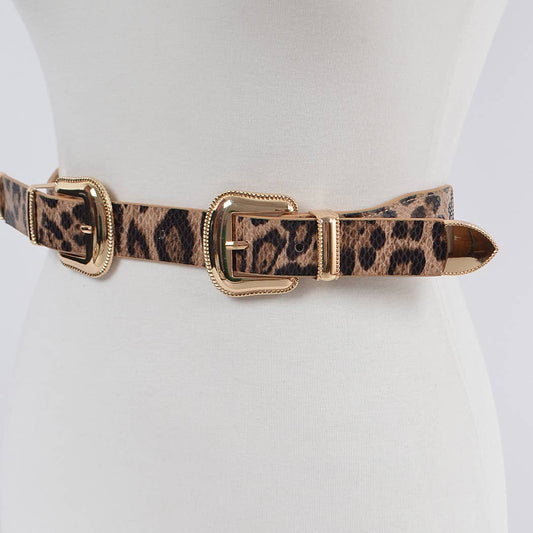 Leopard Two Buckle Belt