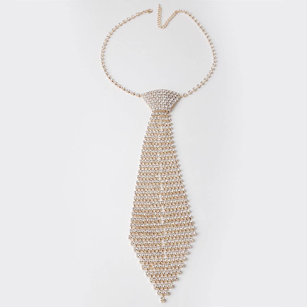 Rhinestone Necktie Necklace