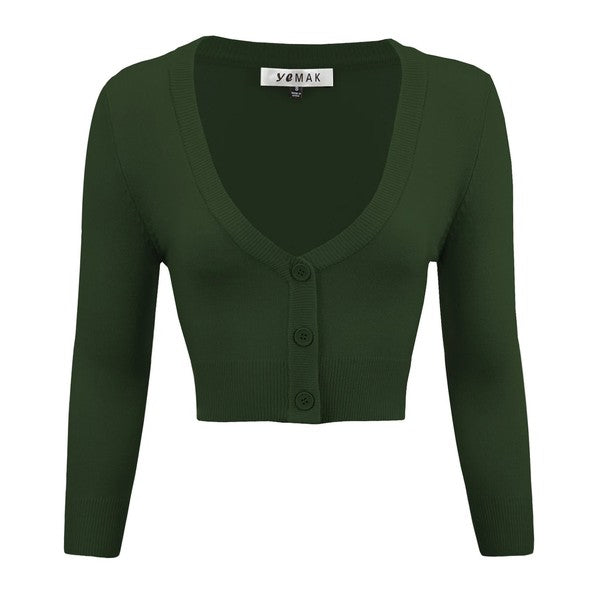 Cropped Plus Size Button Cardigan Sweater