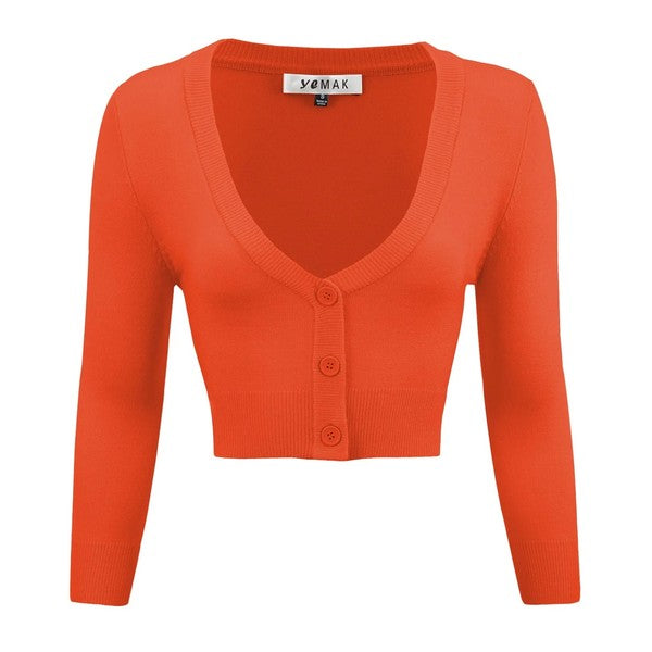 Cropped Plus Size Button Cardigan Sweater
