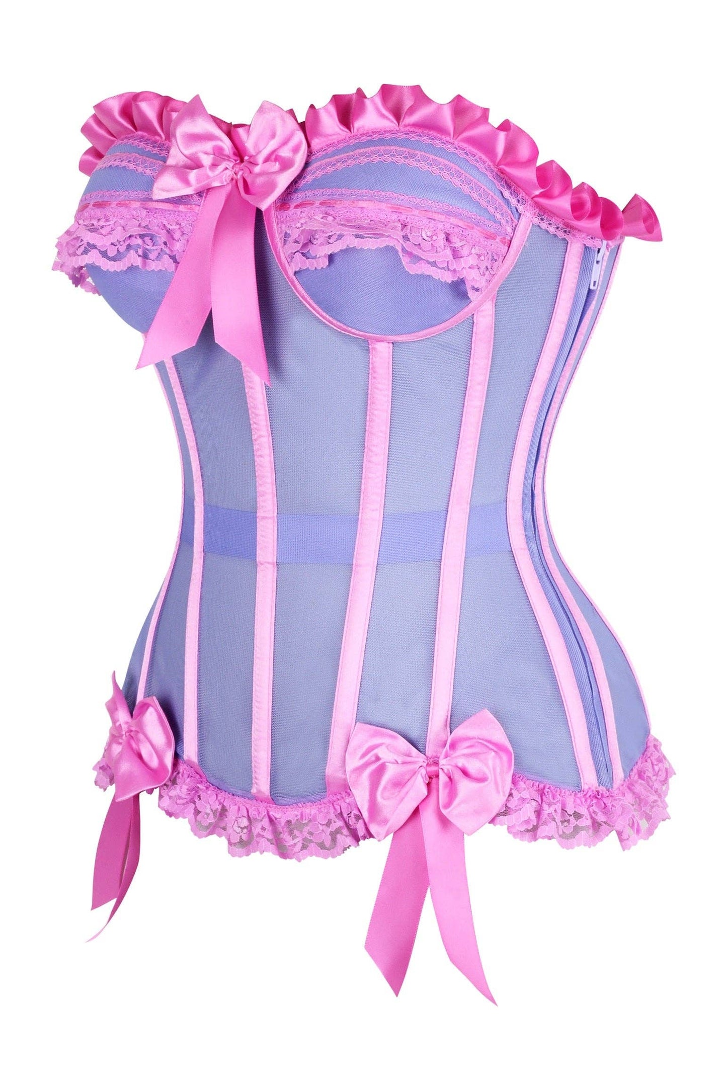 Top Drawer Steel Boned Purple/Pink Mesh Underwire Bustier Corset