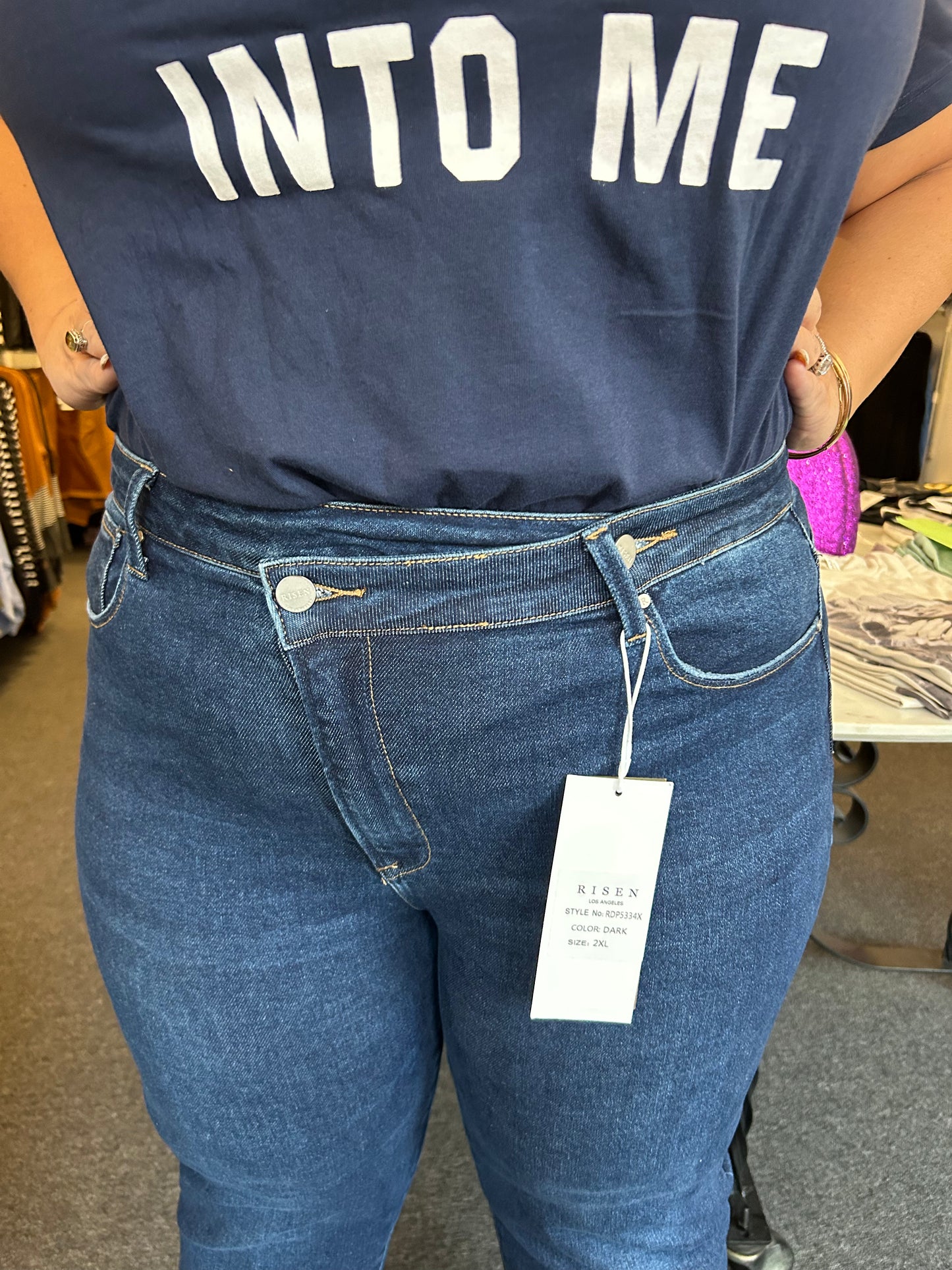 High Rise Cross Over Denim by Risen