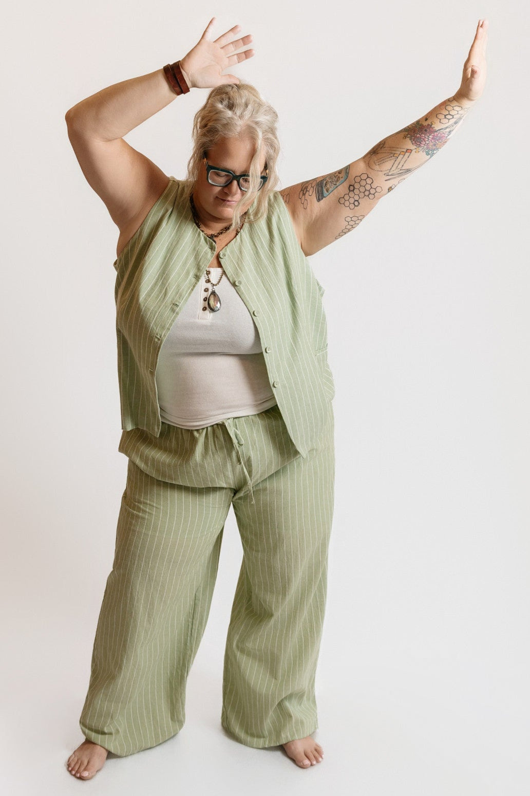 Pistachio Pinstripe Pant Set