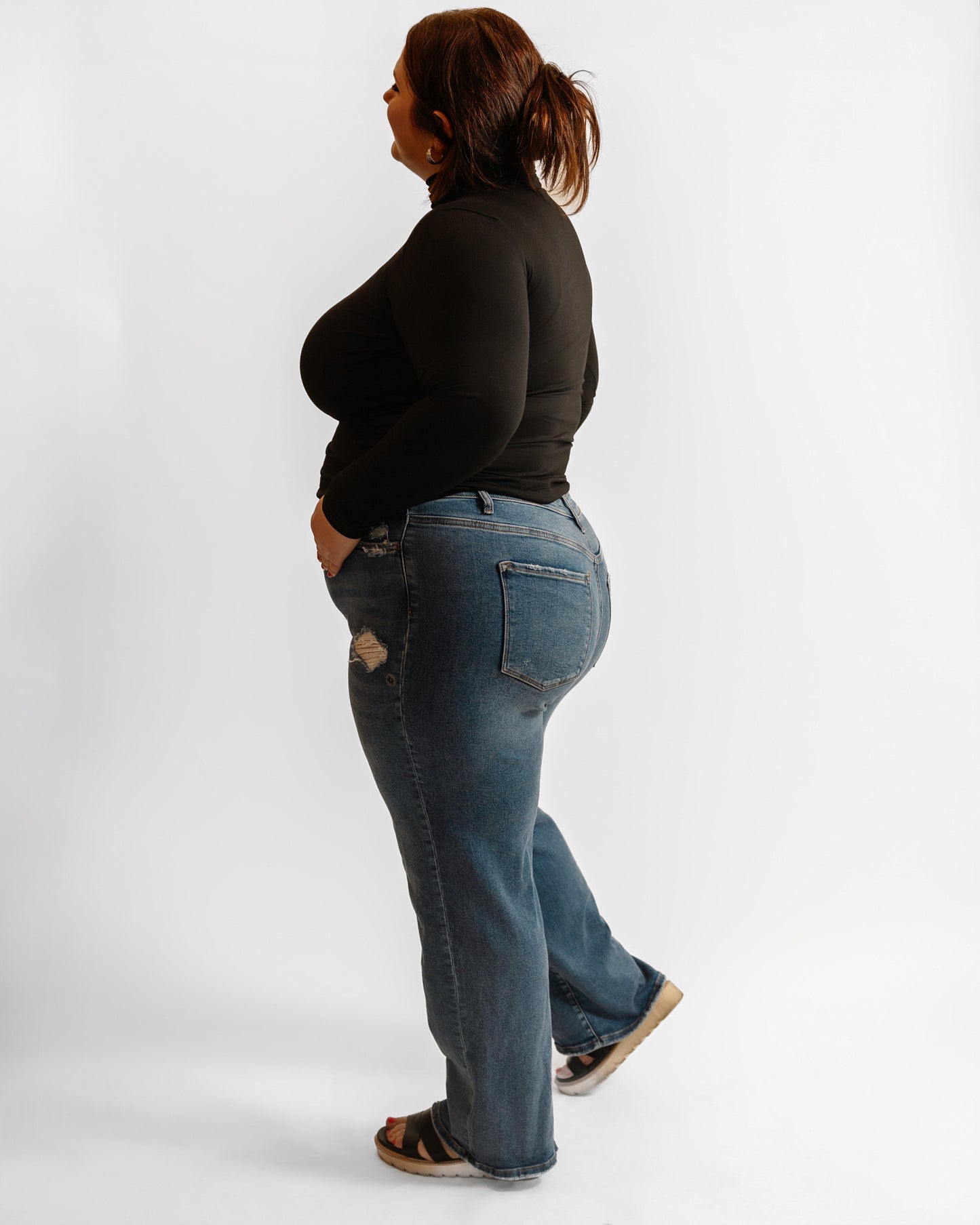 31" Zenana HW Straight Leg Denim