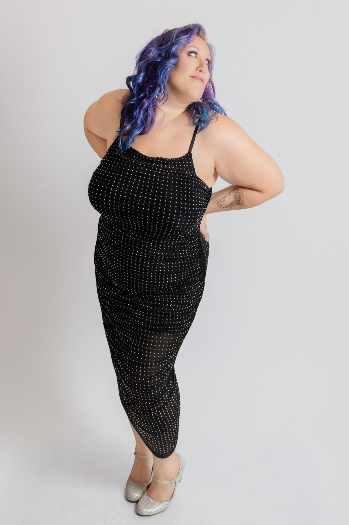 Mesh Rhinestone Studded Dress