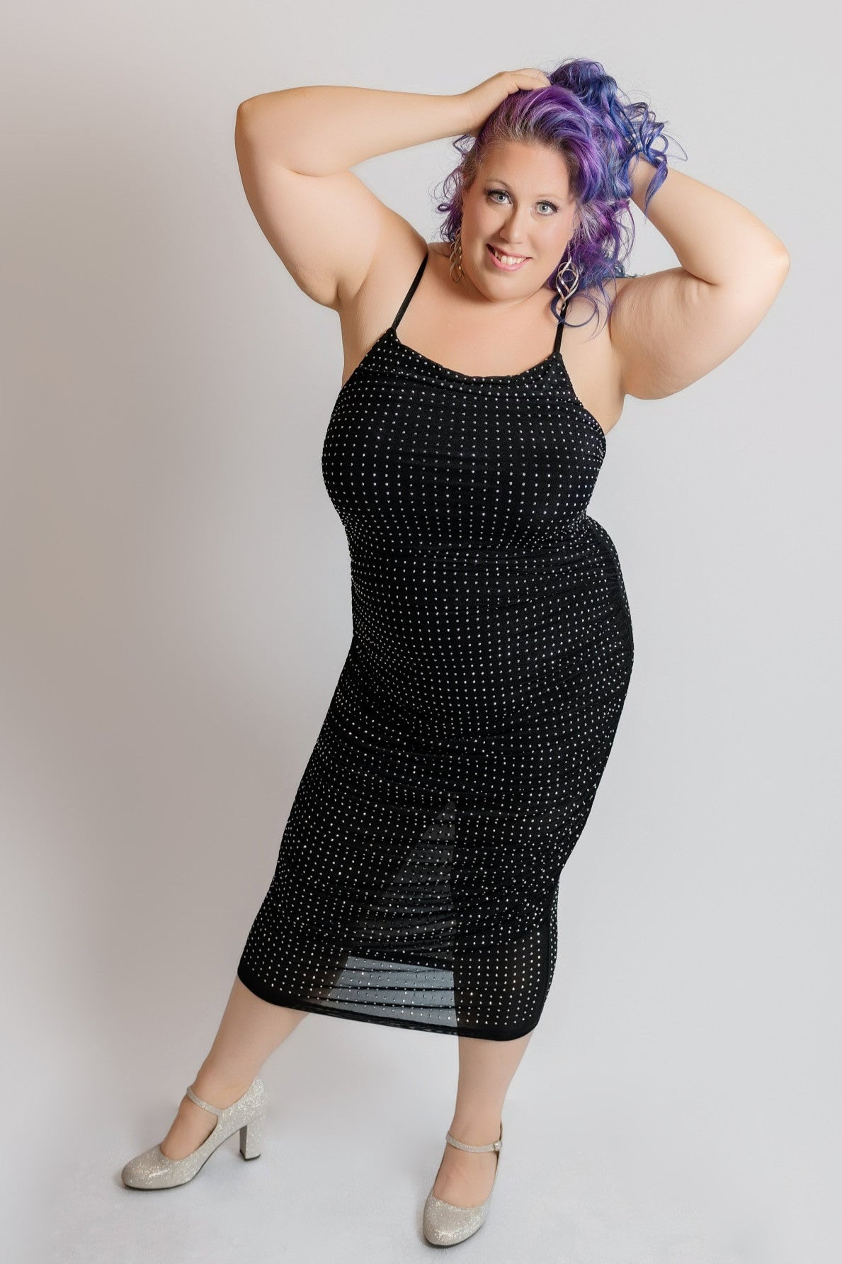 Mesh Rhinestone Studded Dress