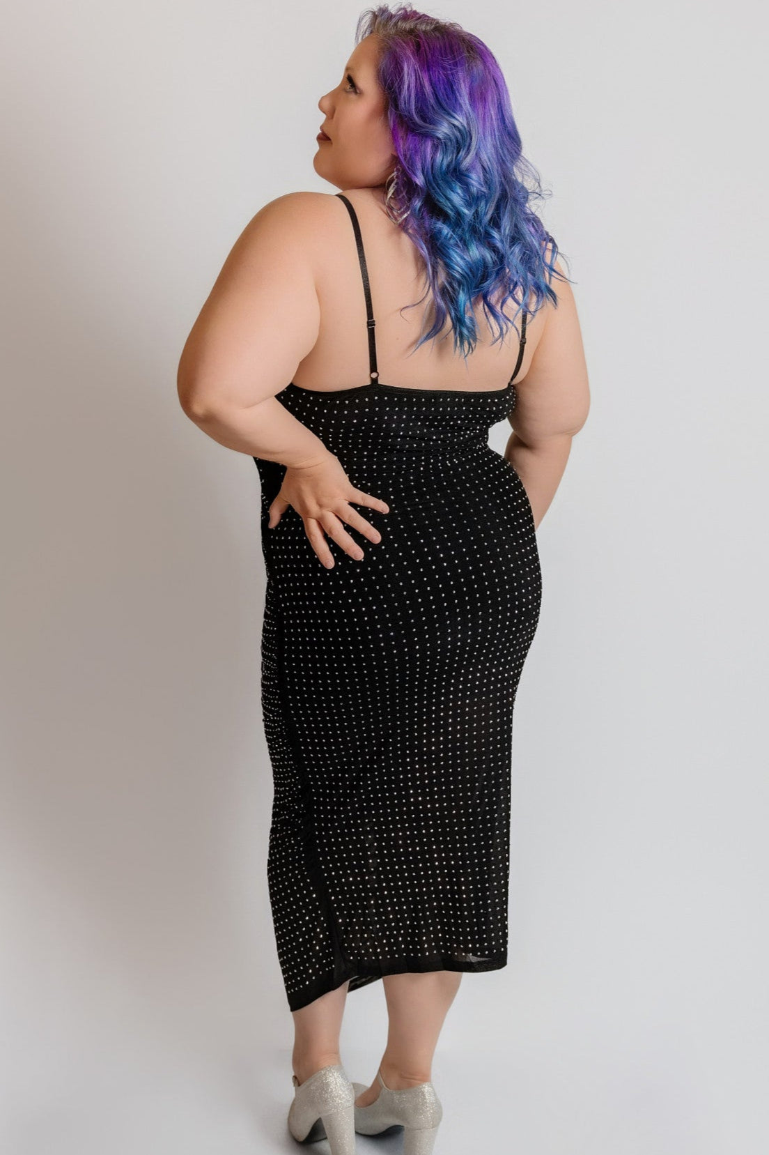 Mesh Rhinestone Studded Dress
