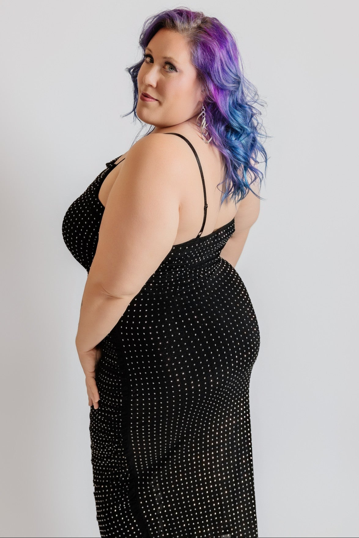 Mesh Rhinestone Studded Dress