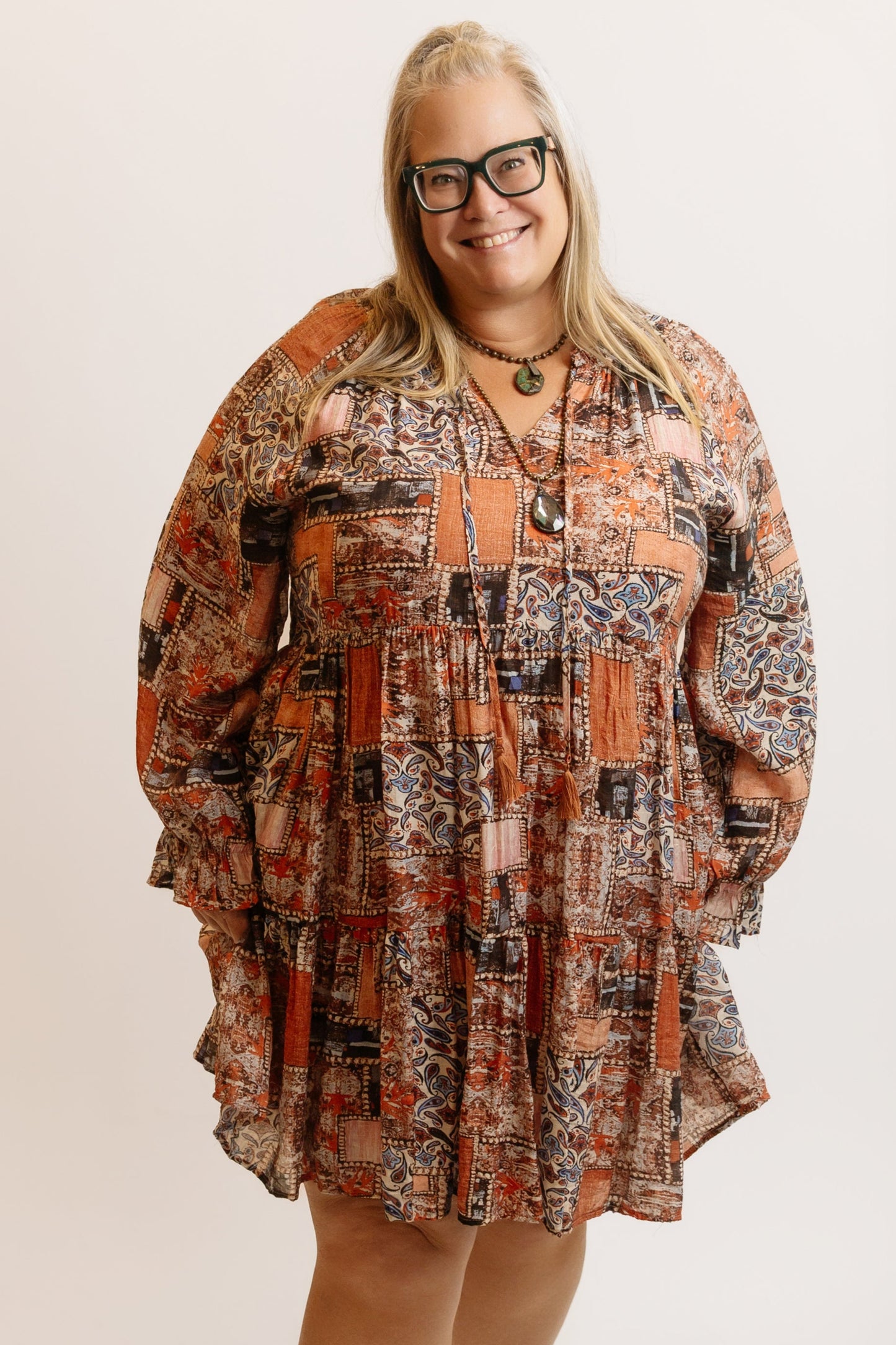 Paisley Ruffled Baby Doll Dress
