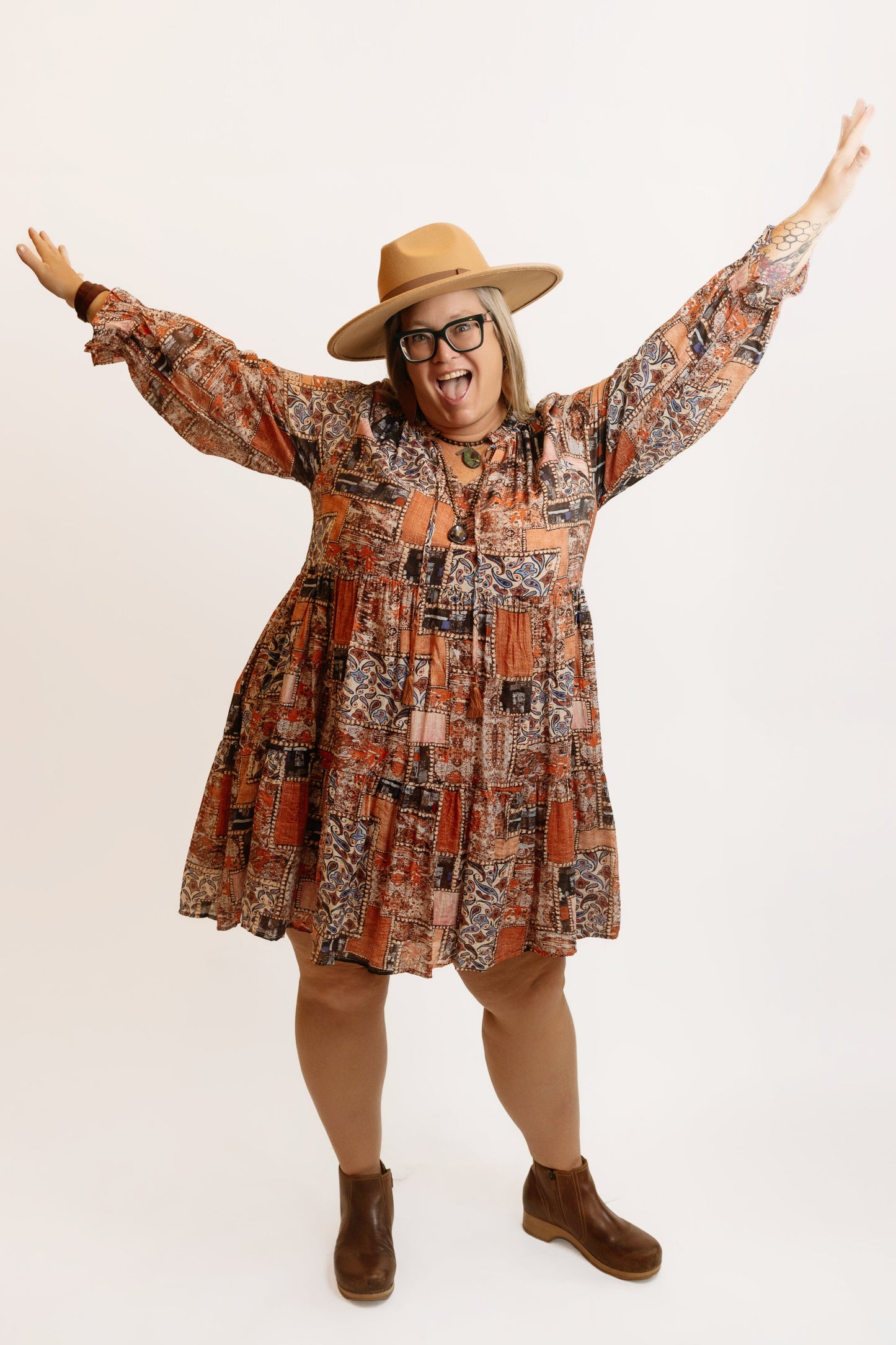 Paisley Ruffled Baby Doll Dress