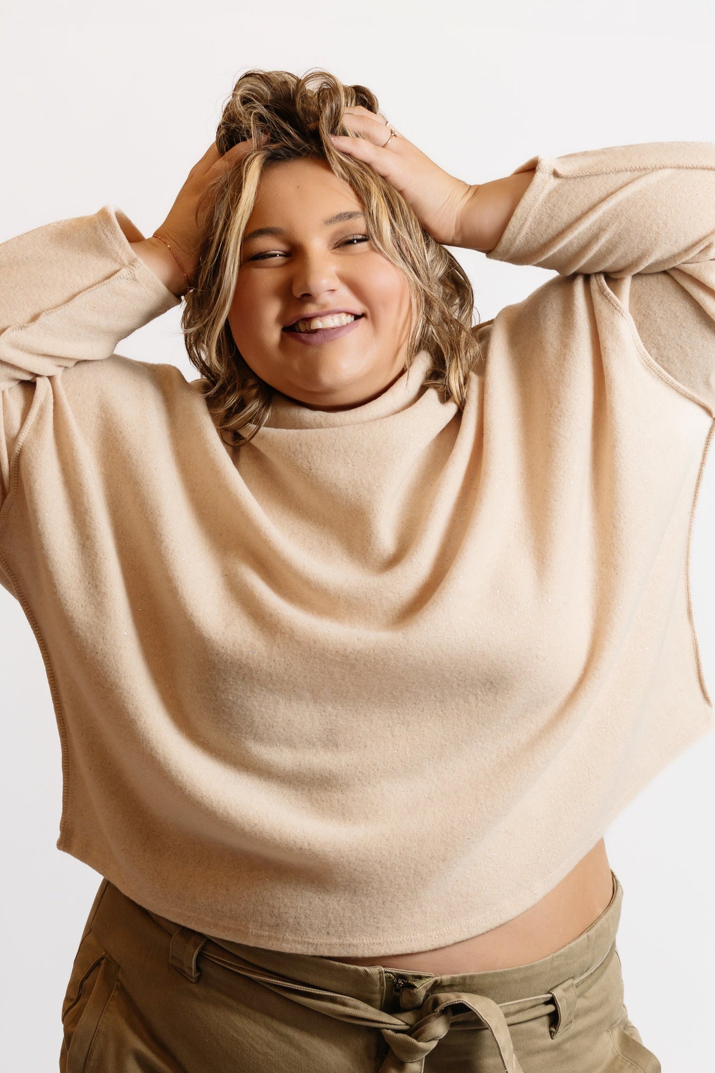 Foil Cropped Turtleneck