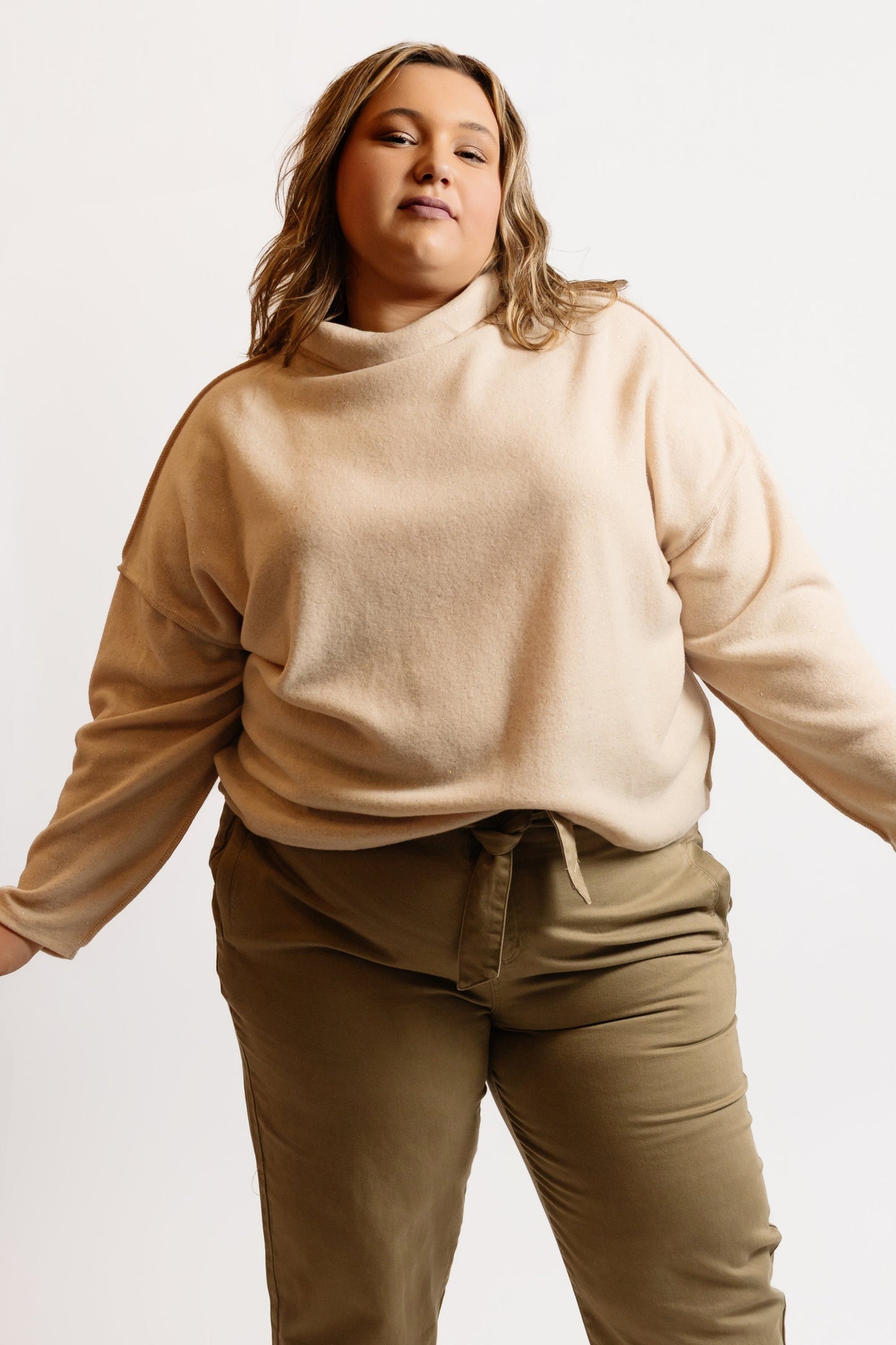 Foil Cropped Turtleneck