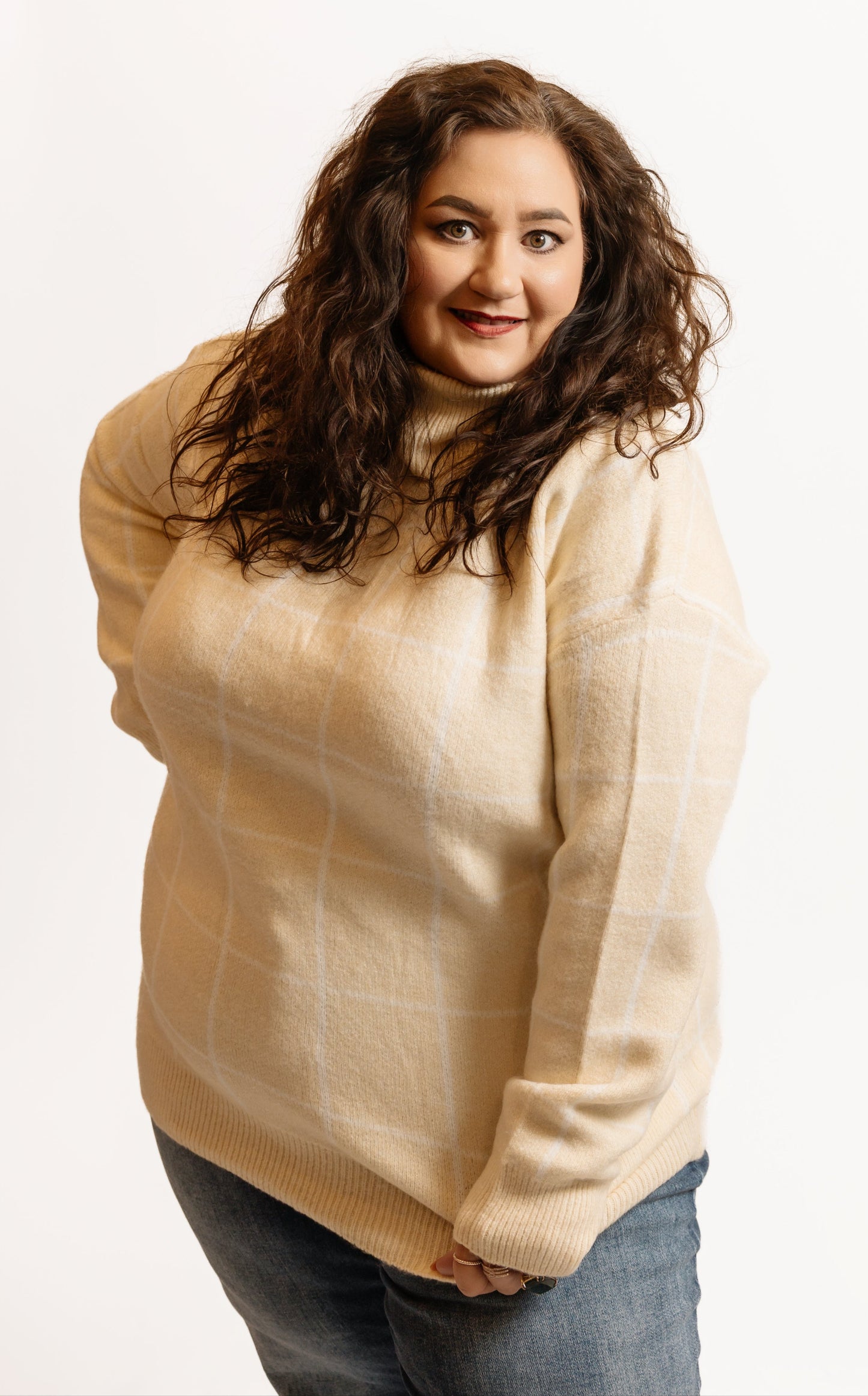 Apricot Windowpane Sweater