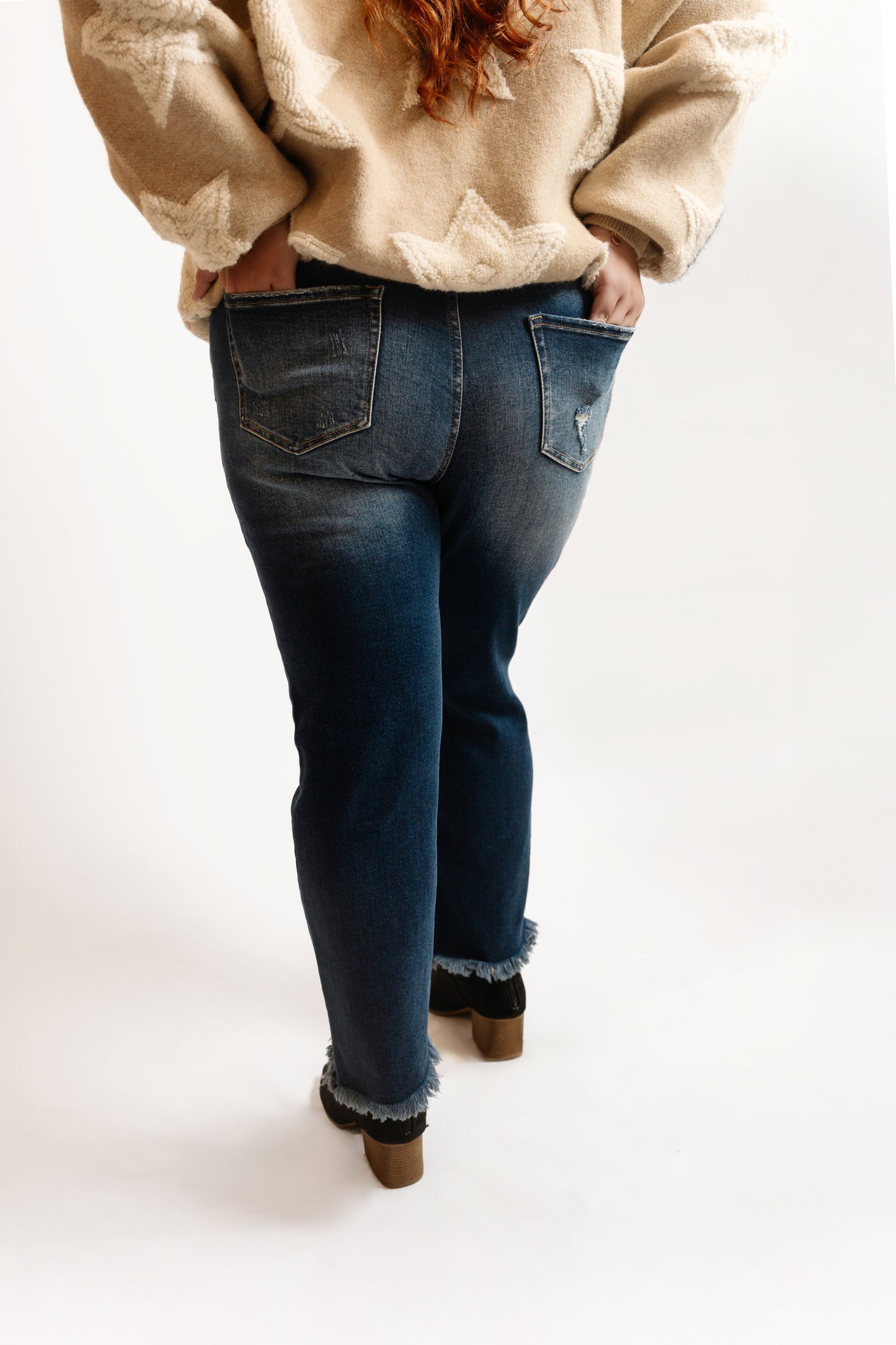 27" Zenana HR Dark Distressed Straight