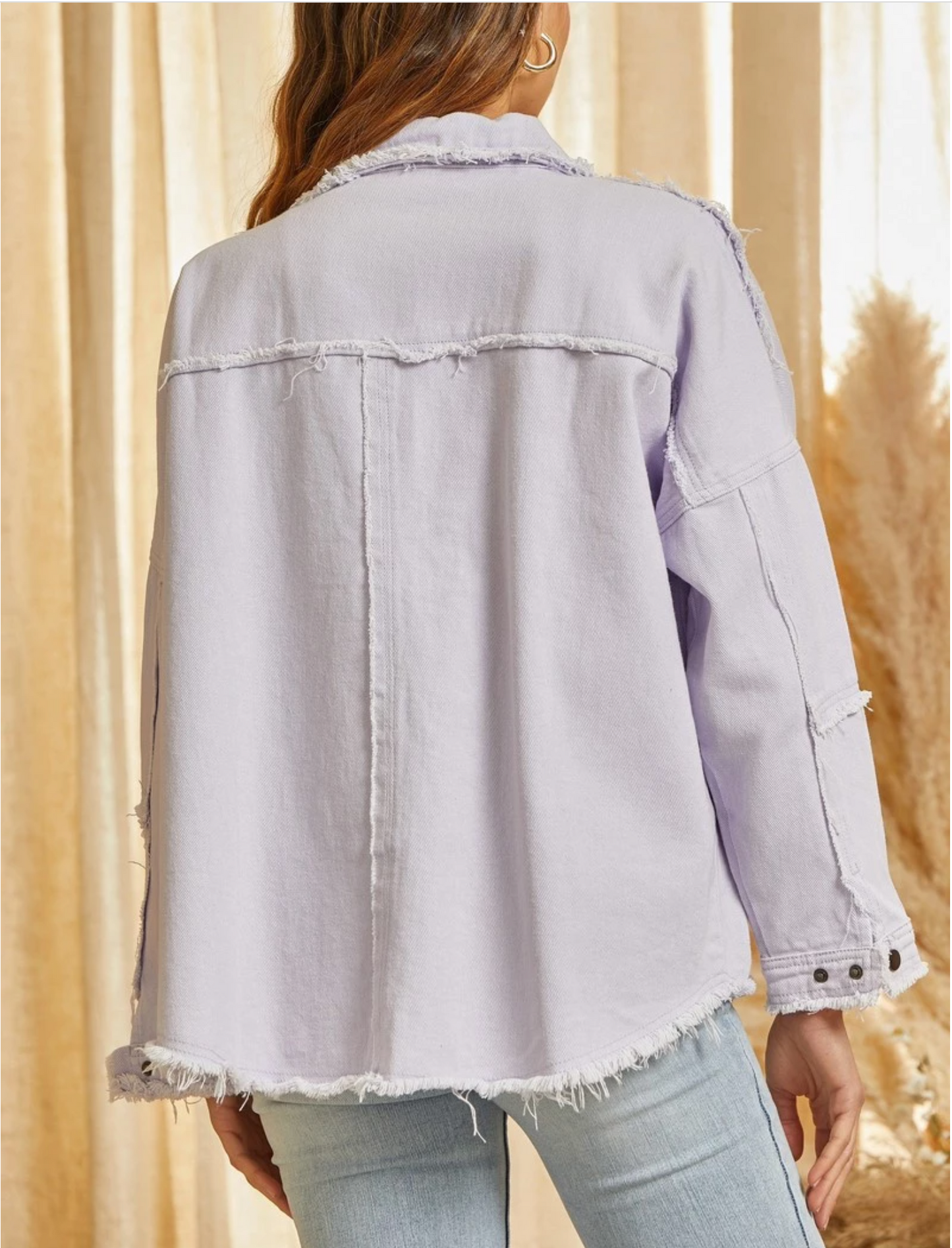 Lavender Fringe Denim Jacket