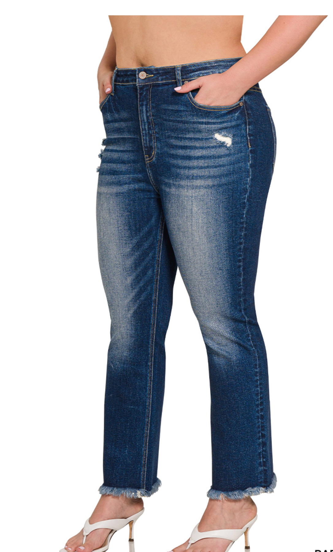 27" Zenana HR Dark Distressed Straight