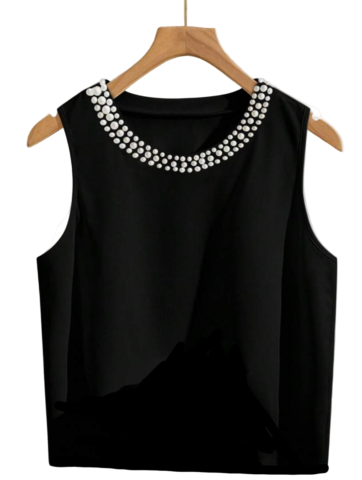 Sleeveless Pearl Trim Top