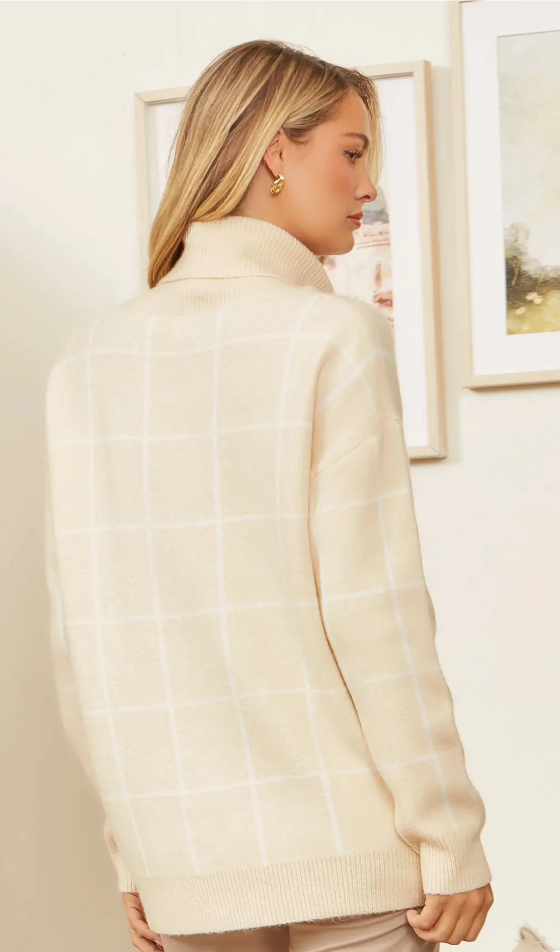 Apricot Windowpane Sweater
