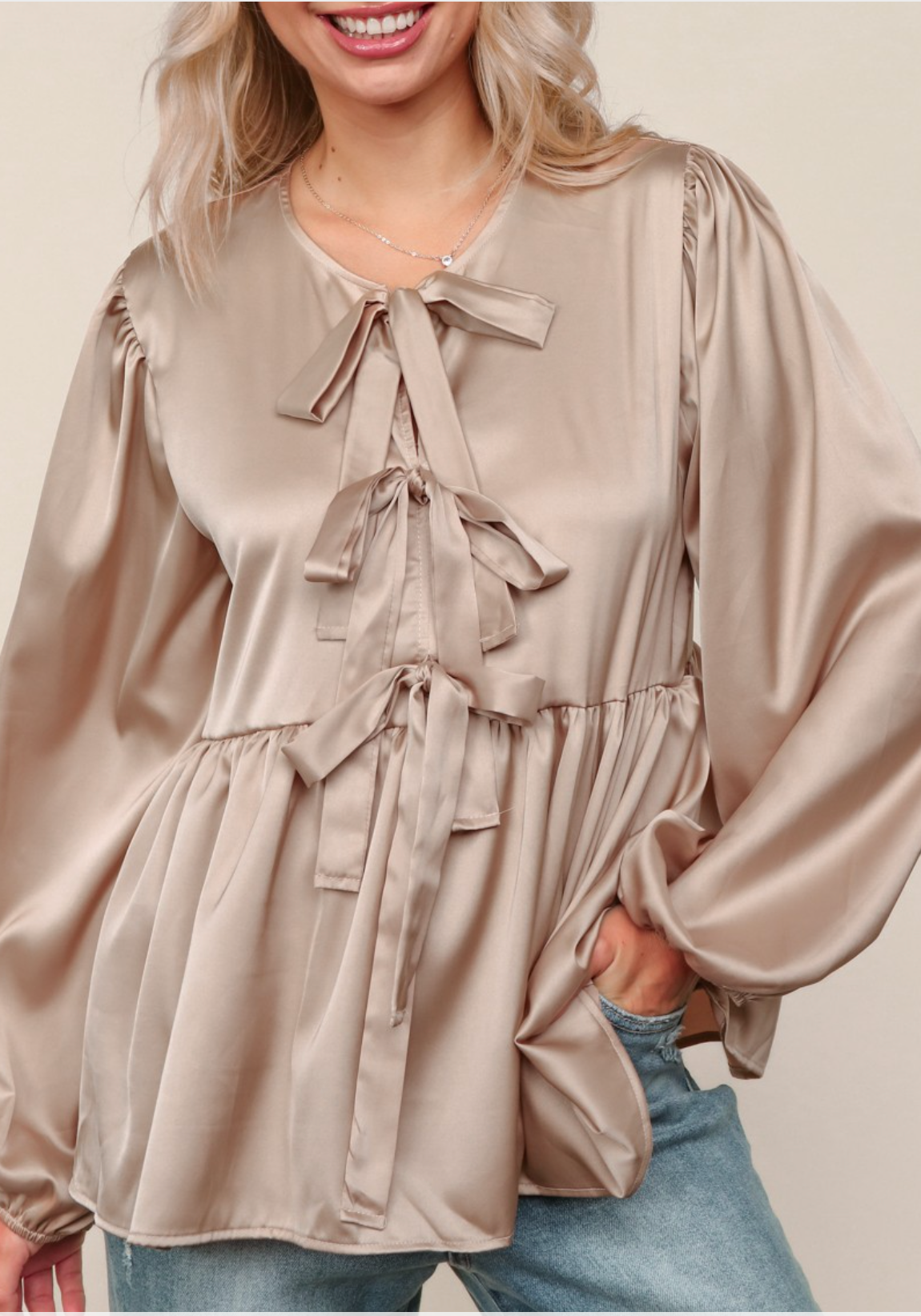 Satin Babydoll Blouse