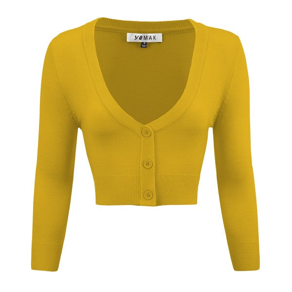 Cropped Plus Size Button Cardigan Sweater