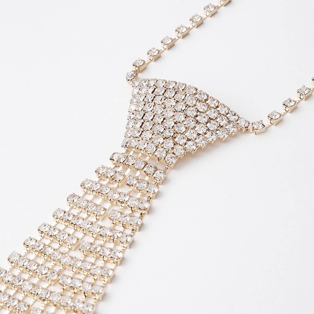 Rhinestone Necktie Necklace