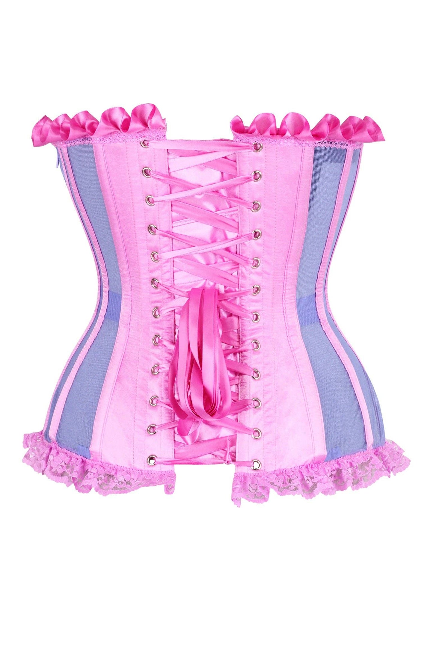 Top Drawer Steel Boned Purple/Pink Mesh Underwire Bustier Corset